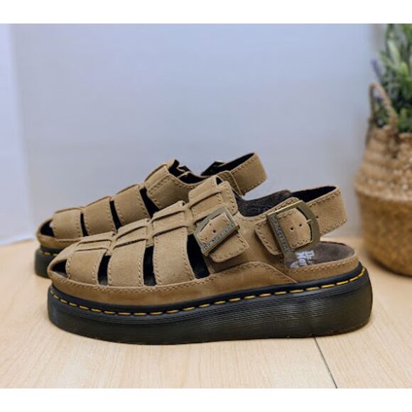 Dr. Martens Wrenlie Savannah Tan Bronx Suede Fisherman Sandals UK 7 NWOB - Picture 3 of 13